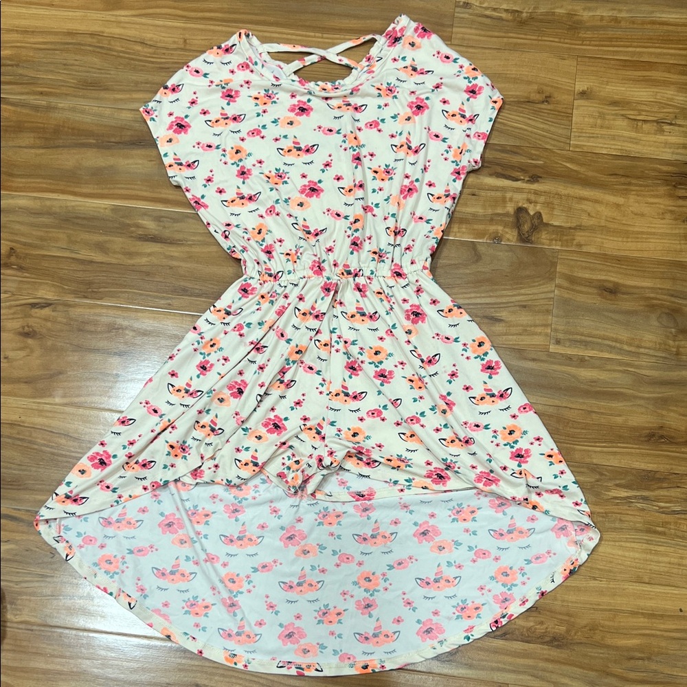 Floral unicorn High-Low shorts romper Dress